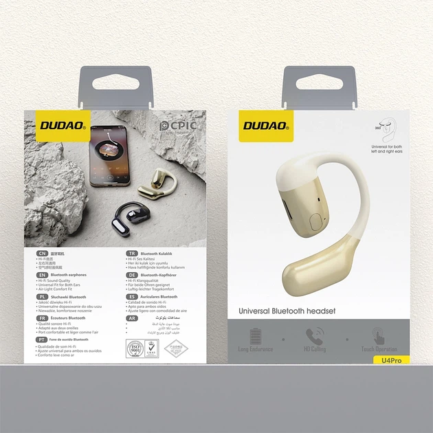 Беспроводная гарнитура Dudao U4Pro Bluetooth универсальная Beige (6976625336302) - изображение 7