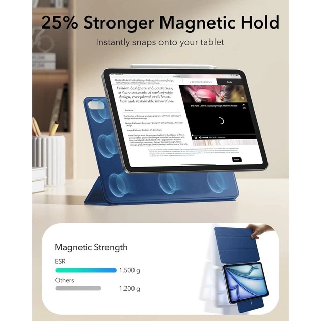 Чехол ESR Rebound Magnetic для iPad Air 10.9" 4/5 2020-2022 | 11" 6/7/8 2024-2026 Navy Blue (4894240141403) - изображение 7
