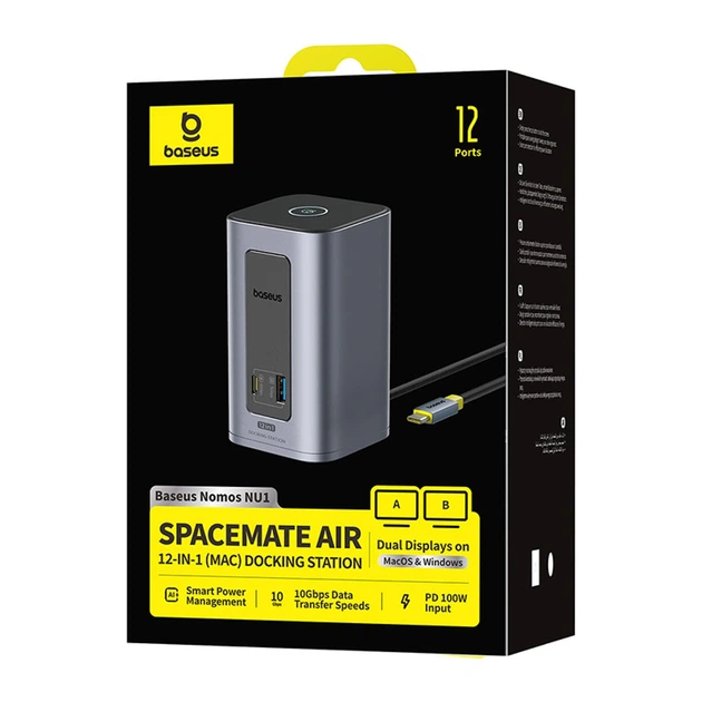 Док-станция Baseus Nomos NU1 Air Spacemate 12в1 Серая (6953156210981) - Фото 4 Док-станция Baseus Nomos NU1 Air Spacemate 12в1 Серая (6953156210981) - изображение 4