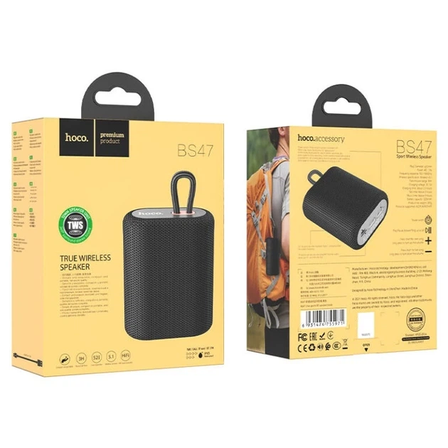 Портативна колонка HOCO BS47 Uno sports BT speaker, 5W, Black - Фото 4 Портативна колонка HOCO BS47 Uno sports BT speaker, 5W, Black - изображение 4