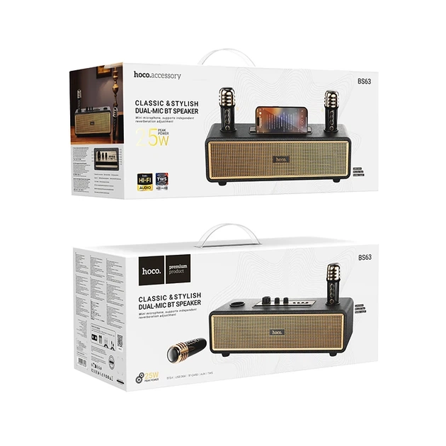 Портативна колонка HOCO BS63 Graceful wireless dual-mic BT speaker, 10W*2, Black - Фото 2 Портативна колонка HOCO BS63 Graceful wireless dual-mic BT speaker, 10W*2, Black - зображення 2