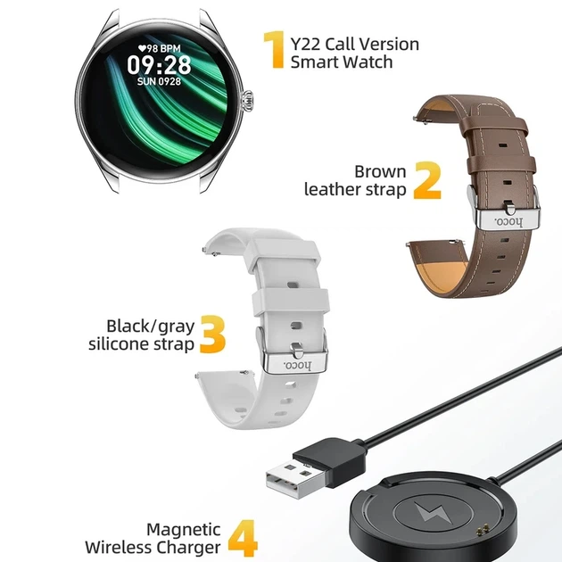 Смарт-годинник HOCO Y22 AMOLED 36mm. 200 mAh. IP67 Silver - изображение 10
