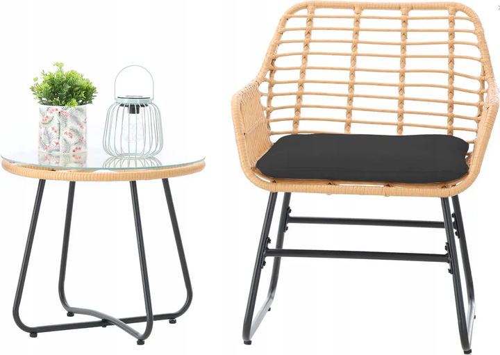 Комплект садових меблів Garden Line ABI3408, стіл + 2 крісла, коричневий ротанг із сірими подушками - зображення 5