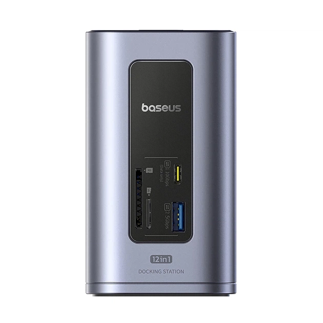 Док-станция Baseus NU1 Air Spacemate hub 12в1 USB-C - 2xHDMI 4K@60Hz 2xUSB-C 10Gb/s 2xUSB-A 5Gb/s 2xUSB-A (480Mb/s) RJ45 SD/microSD 3.0 USB-C (PD) (69 - изображение 3