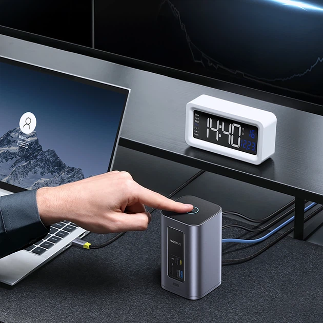 Док-станция Baseus NU1 Air Spacemate hub 12в1 USB-C - 2xHDMI 4K@60Hz 2xUSB-C 10Gb/s 2xUSB-A 5Gb/s 2xUSB-A (480Mb/s) RJ45 SD/microSD 3.0 USB-C (PD) (69 - изображение 12