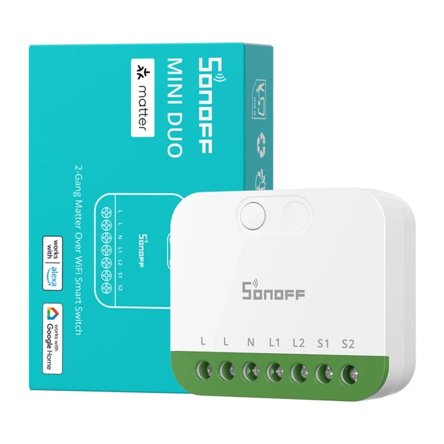 Двоканальний міні перемикач Sonoff MINI-2GS Matter (MINI-2GS) - зображення 5