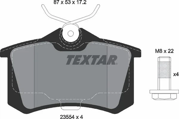 Комплект гальмівних колодок TEXTAR 2355402 Volkswagen Golf, Polo, Sharan, Passat; Audi A4, A8, A3, A6; Skoda Octavia; Seat Toledo; Citroen C8, C2, C4; Peugeot 307, 308 10030811, 10347032, 10807527 - изображение 6