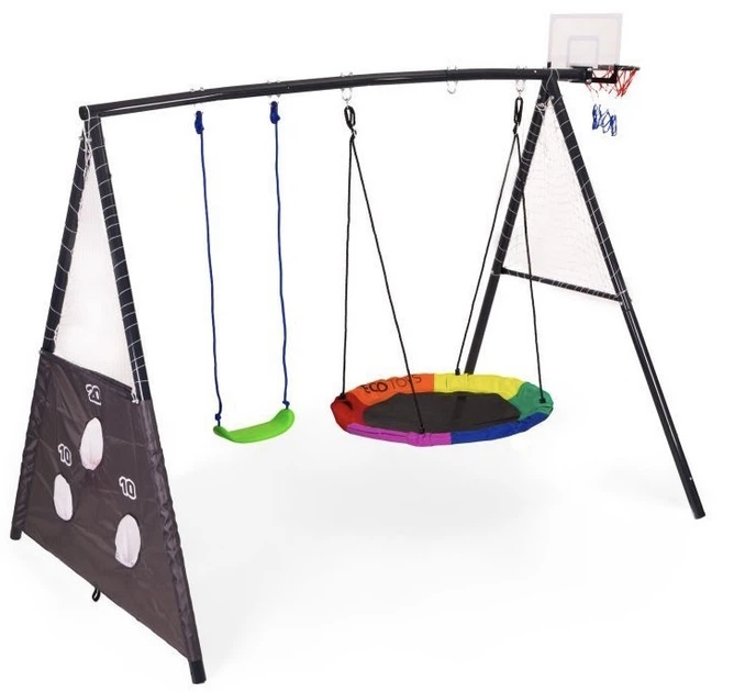 Plac zabaw dla dzieci huśtawka 4w1 EcoToys Bocianie gniazdo Kosz do koszykówki 2 piłki (JSP-SWD) (5905817010134) - Zdjęcie 1 Plac zabaw dla dzieci huśtawka 4w1 EcoToys Bocianie gniazdo Kosz do koszykówki 2 piłki (JSP-SWD) (5905817010134) - obraz 1