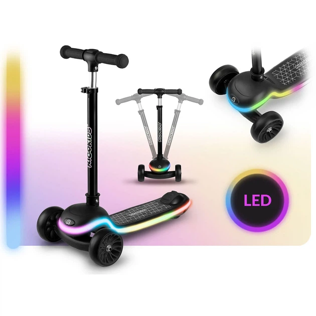 Самокат триколісний дитячий балансувальний LED RICOKIDS Leddi Чорний (5903890632762) - Фото 2 Самокат триколісний дитячий балансувальний LED RICOKIDS Leddi Чорний (5903890632762) - зображення 2