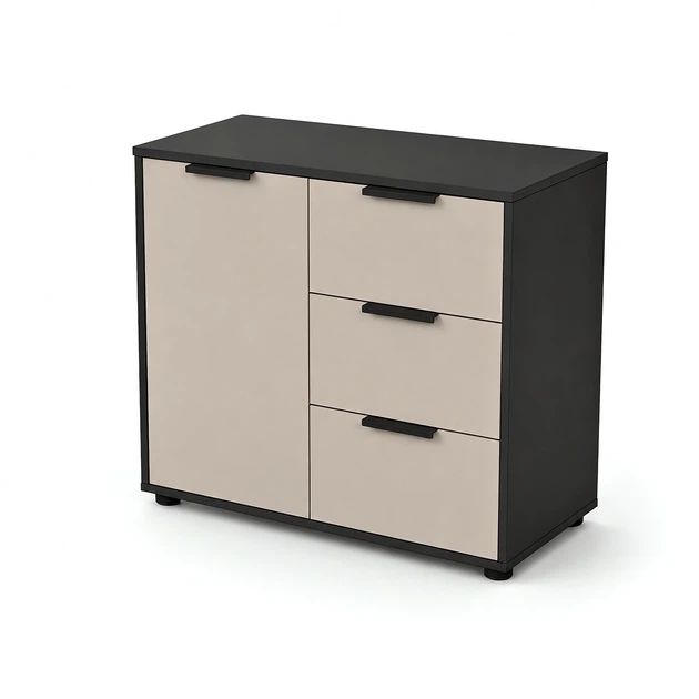 Современный комод Elva 800×450×750 с ящиками и полками для спальни, гостиной и прихожей Кашемир/Антрацит - изображение 7