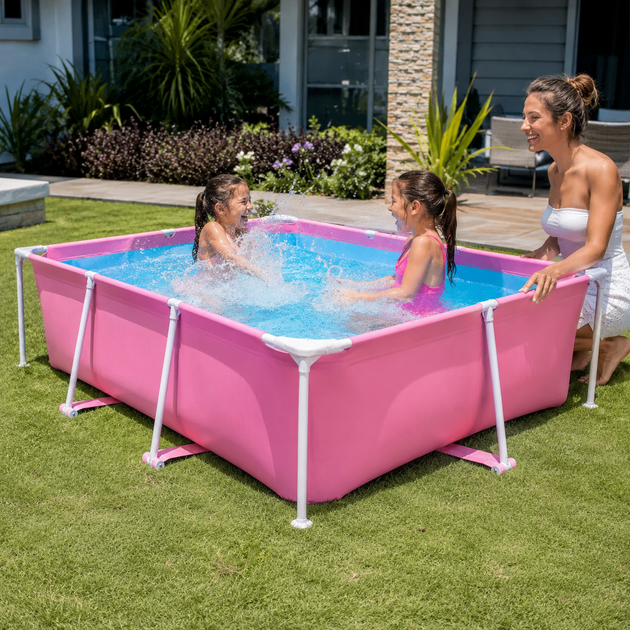 Прямоугольный каркасный бассейн Intex 28266 220х150х60 см Розовый детский бассейн 1662 л для дачи и двора от 6 лет - изображение 5