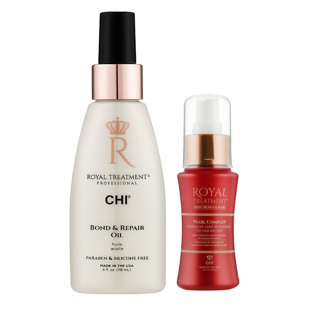 Набор для зеркального блеска и восстановления волос CHI Royal Treatment Шелк 15 мл + Масло 118 мл - Фото 1 Набор для зеркального блеска и восстановления волос CHI Royal Treatment Шелк 15 мл + Масло 118 мл - изображение 1