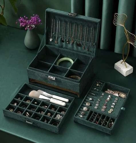 Ящик-органайзер для украшений Soulima Jewelry Box с ключом - многоярусный органайзер для хранения драгоценностей и бижутерии (21954) - изображение 2