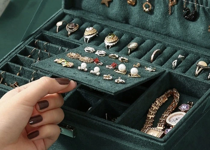 Ящик-органайзер для украшений Soulima Jewelry Box с ключом - многоярусный органайзер для хранения драгоценностей и бижутерии (21954) - изображение 5
