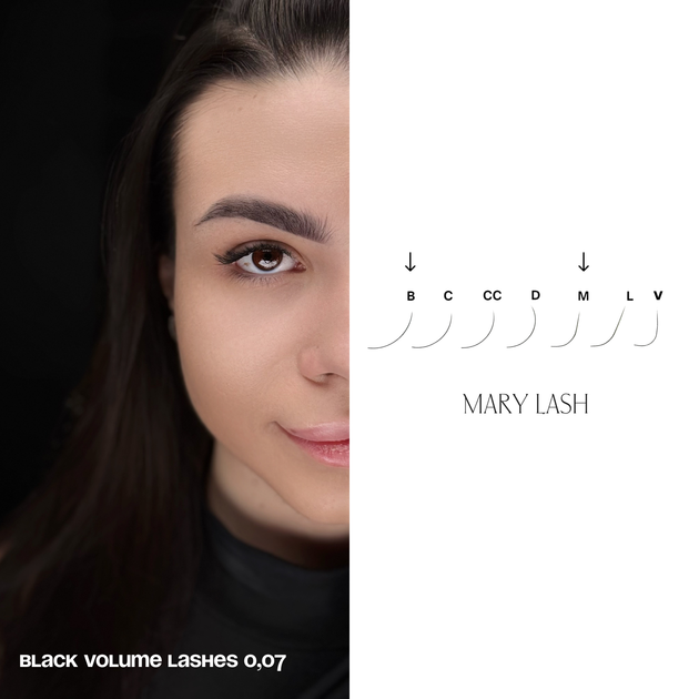 Ресницы для наращивания MARY LASH 0,07 Black Volume lashes изгиб C Mix 6-11 - изображение 5