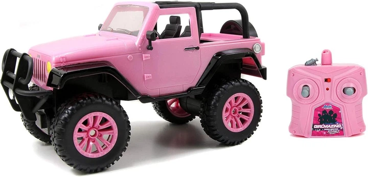 Машина на пульті керування рожева Girlmazing 1:16 Jeep Wrangler Jada 96991 - зображення 5