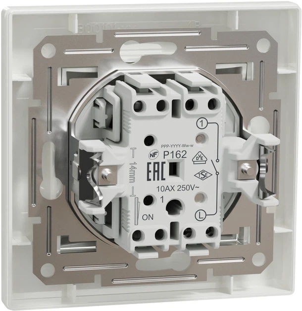 1-клавішний вимикач Schneider Electric Asfora 10A Білий з рамкою (EPH0100121) - изображение 3
