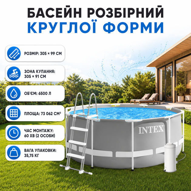 Разборный бассейн круглой формы Intex 26706-5, 6500 л - изображение 5