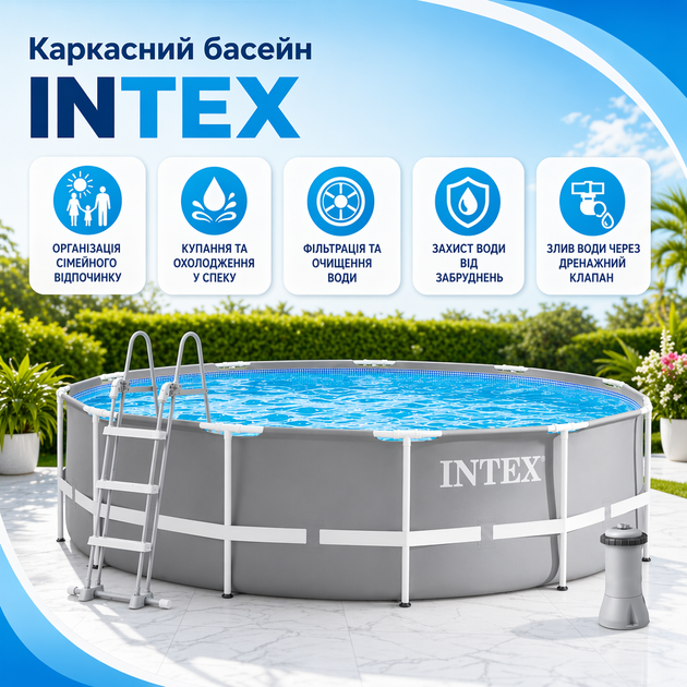 Каркасный бассейн Intex 26716-5, 366 × 99 см - изображение 4
