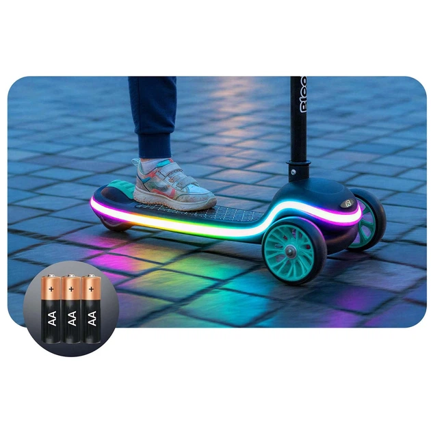 Самокат триколісний дитячий балансувальний LED RICOKIDS Leddi Чорно-бірюзовий (5903890632779) - Фото 7 Самокат триколісний дитячий балансувальний LED RICOKIDS Leddi Чорно-бірюзовий (5903890632779) - зображення 7