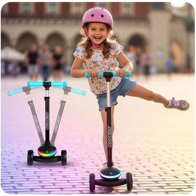Самокат триколісний дитячий балансувальний LED RICOKIDS Leddi Чорно-бірюзовий (5903890632779) - Фото 8 Самокат триколісний дитячий балансувальний LED RICOKIDS Leddi Чорно-бірюзовий (5903890632779) - зображення 8
