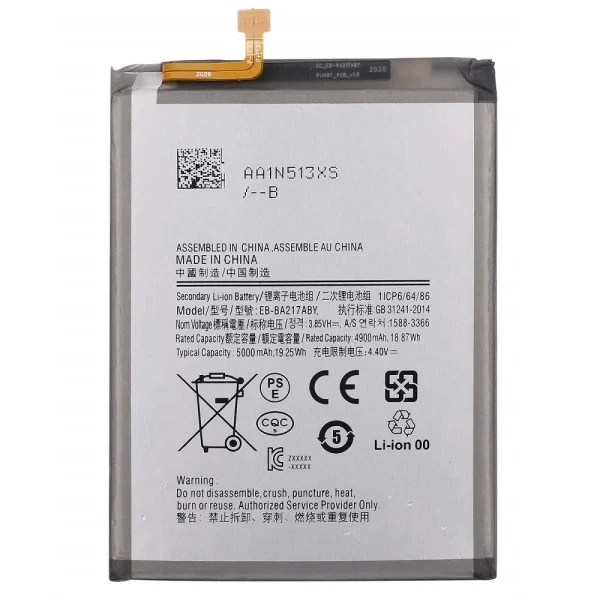 Акумулятор EB-BA217ABY для Samsung Galaxy A02/ A04s/ A12/ A12s A022/ A047/ A125/ A127 5000 mAh Service Pack оригінал - Фото 1 Акумулятор EB-BA217ABY для Samsung Galaxy A02/ A04s/ A12/ A12s A022/ A047/ A125/ A127 5000 mAh Service Pack оригінал - зображення 1