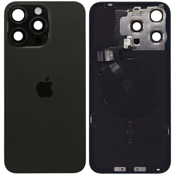 Задня кришка для iPhone 15 Pro Max MagSafe зі шлейфом оригінал Китай Black Titanium - Фото 1 Задня кришка для iPhone 15 Pro Max MagSafe зі шлейфом оригінал Китай Black Titanium - зображення 1