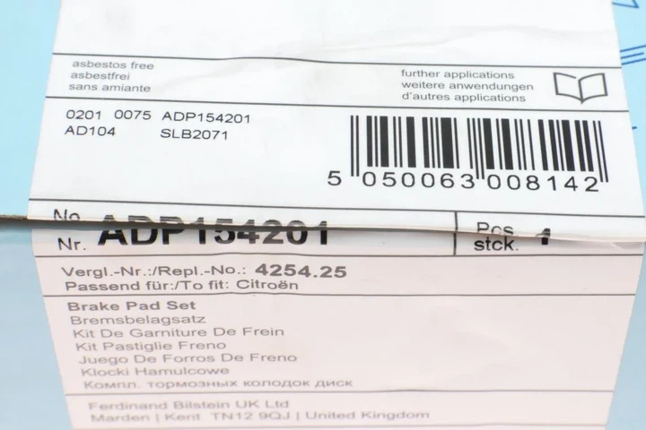 Колодки гальмові BLUE PRINT ADP154201 Citroen Berlingo, C4, DS4, DS5; Peugeot Partner, 5008 425413, 425425, 425412 - Фото 6 Колодки гальмові BLUE PRINT ADP154201 Citroen Berlingo, C4, DS4, DS5; Peugeot Partner, 5008 425413, 425425, 425412 - зображення 6