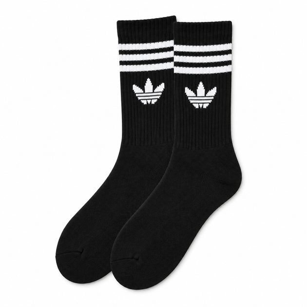 Носки Adidas высокие спортивные 24 пар размер 41-44 черные с белым логотипом и полосками длинные носки для тренировок, спортзала - изображение 6