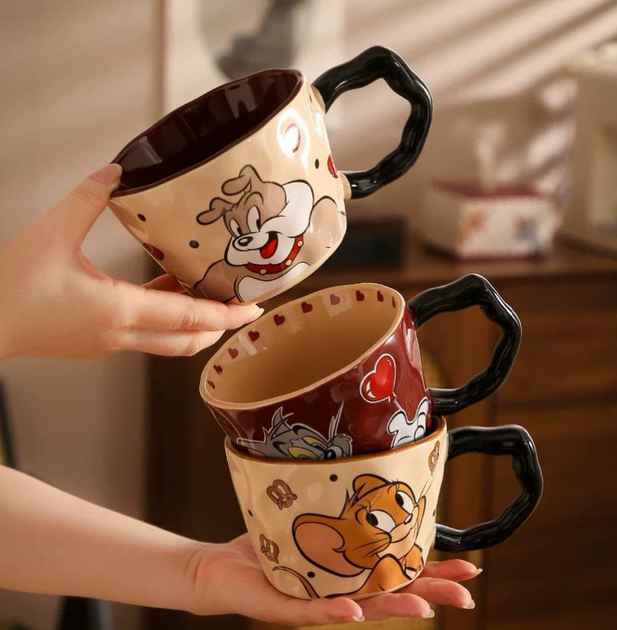 Большая керамическая чашка "Том и Джерри" Tom and Jerry – милая чашка с ложечкой для завтрака 530 мл (Спайк) - изображение 3