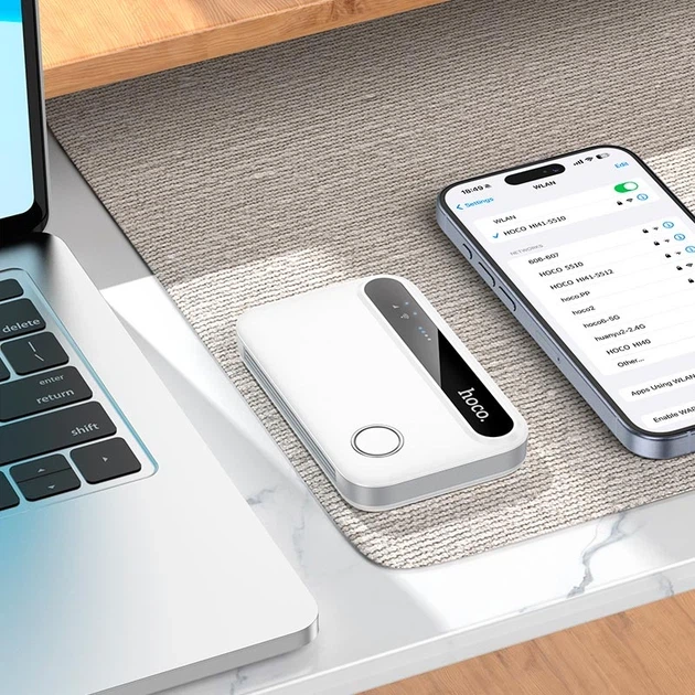 Портативный WiFi роутер маршрутизатор Hoco HI41 Mobile Portable WiFi White - Фото 4 Портативный WiFi роутер маршрутизатор Hoco HI41 Mobile Portable WiFi White - изображение 4