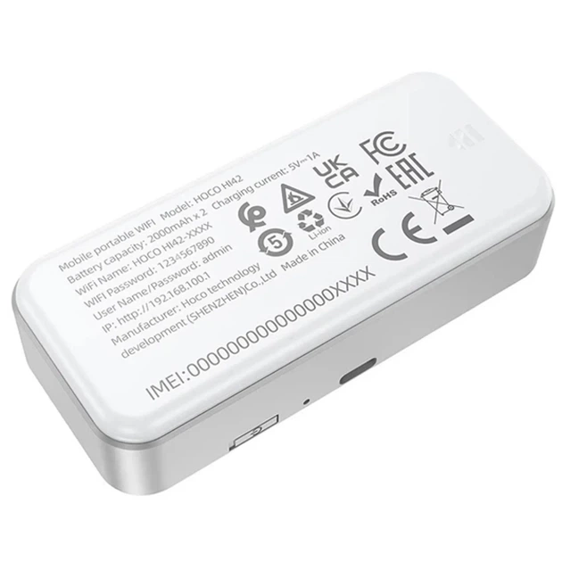 Портативный WiFi роутер маршрутизатор Hoco HI42 Mobile Portable WiFi White - Фото 5 Портативный WiFi роутер маршрутизатор Hoco HI42 Mobile Portable WiFi White - изображение 5