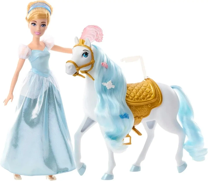 Лялька Попелюшка та кінь із сідлом Mattel Disney Princess кінь з гривою та хвостом які можна зачісувати - изображение 4