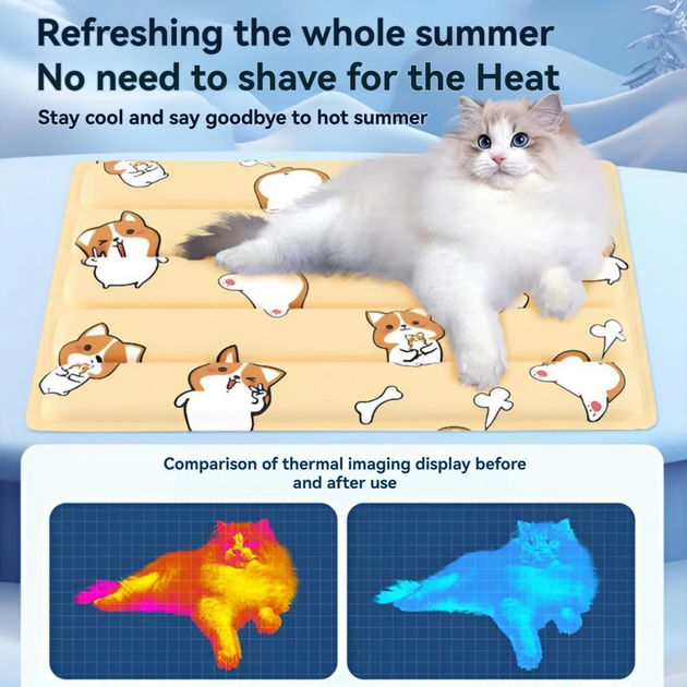 Охолоджуючий килимок для собак та кішок GEL Material Summer Pet Cooling Mat, Corgi Beige, 60х90 см - зображення 4