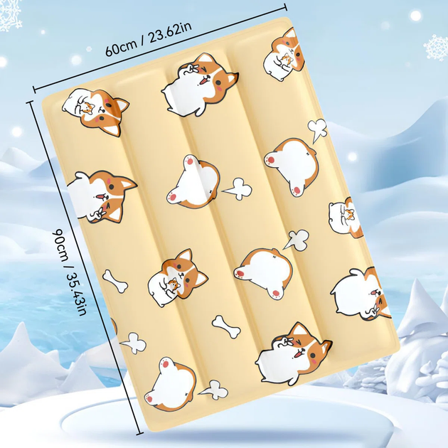 Охолоджуючий килимок для собак та кішок GEL Material Summer Pet Cooling Mat, Corgi Beige, 60х90 см - зображення 7