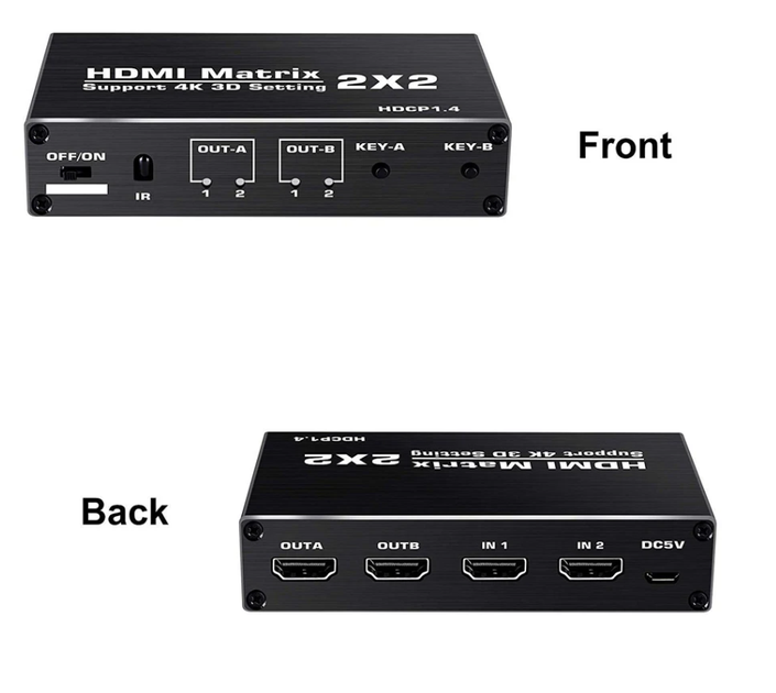 HDMI Matrix 2 на 2 4K 30 Hz для подключения телевизора монитора проектора и приставки - изображение 2