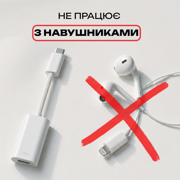 Перехідник WALKER WA-025 Type-C to Lightning white для заряджання та передачі даних - изображение 2