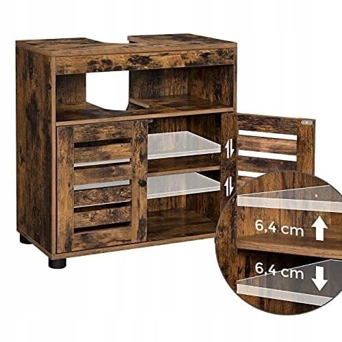 Szafka pod umywalkę ModernHome by Multistore regał komoda z regulowaną półką rustykalny Brąz (5903332070671) - obraz 3