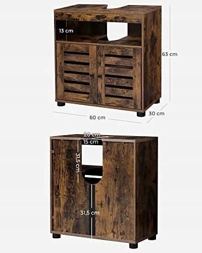 Szafka pod umywalkę ModernHome by Multistore regał komoda z regulowaną półką rustykalny Brąz (5903332070671) - obraz 7