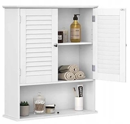 Szafka łazienkowa ModernHome by Multistore wisząca regał komoda z regulowaną półką Biała (5903332078462) - obraz 4