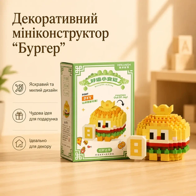 Декоративный мини-конструктор "Бургер" - Фото 1 Декоративный мини-конструктор "Бургер" - изображение 1