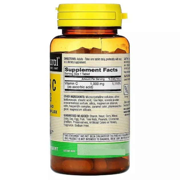 Вітамін C 1000 мг з шипшиною і біофлавоноїдами, Vitamin C, Mason Natural, 90 Таблетки - зображення 2