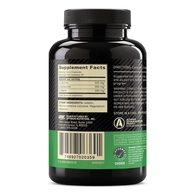 Амінокислотний комплекс BCAA 1000 Optimum Nutrition 1000 мг 60 капсул - зображення 6