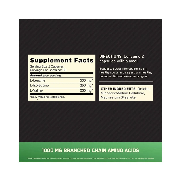 Амінокислотний комплекс BCAA 1000 Optimum Nutrition 1000 мг 60 капсул - зображення 8