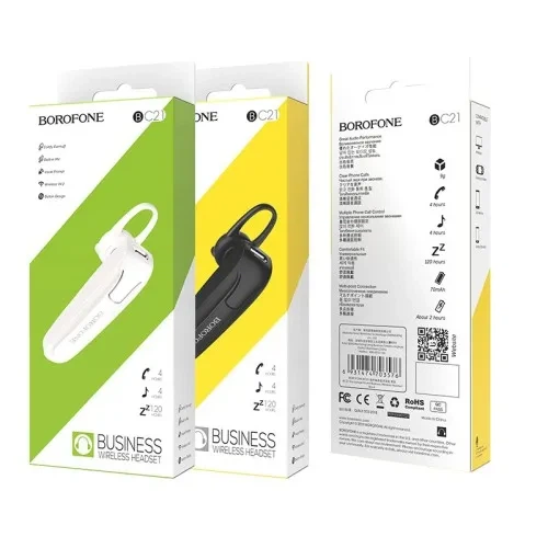 Bluetooth гарнитура BOROFONE BC21, Bluetooth 4.2, беспроводная гарнитура для звонков и музыки, 4 часа работы, черная - изображение 2