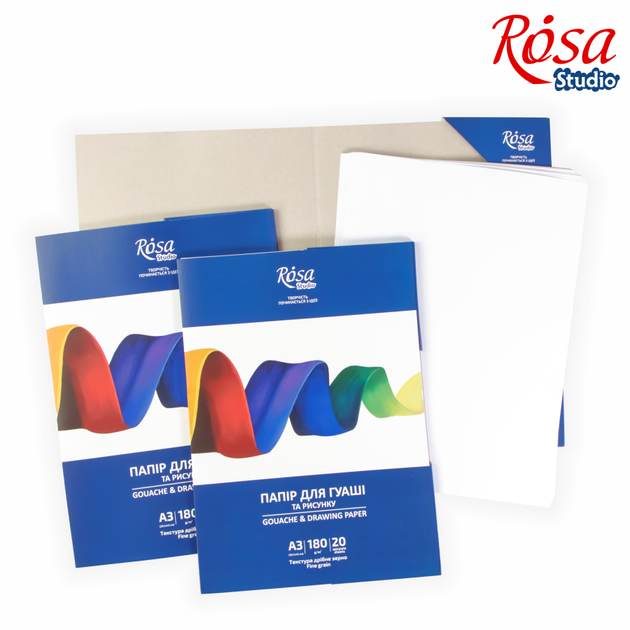 Папка для гуаши А3 (29.7х42см) 180г/м2 20л Мелкое зерно ROSA Studio - изображение 3
