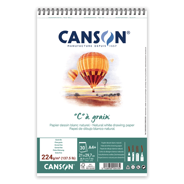 Альбом для эскизов и рисунка на спирали CíGRAIN А4 (21х29,7см) 224г/м2 30л белая бумага Canson - Фото 1 Альбом для эскизов и рисунка на спирали CíGRAIN А4 (21х29,7см) 224г/м2 30л белая бумага Canson - изображение 1