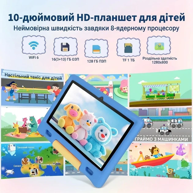 Планшет 10.1" Ainmel KT1026 3+13/128Gb 8 ядер Android 14 Черно-серый (101974483) - изображение 3