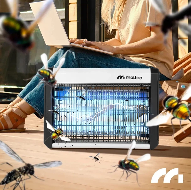 Знищувач комах 16W Maltec MasterKiller 112544, UV лампа від комарів та мух, електрична пастка для комах для дому та вулиці - Фото 2 Знищувач комах 16W Maltec MasterKiller 112544, UV лампа від комарів та мух, електрична пастка для комах для дому та вулиці - зображення 2