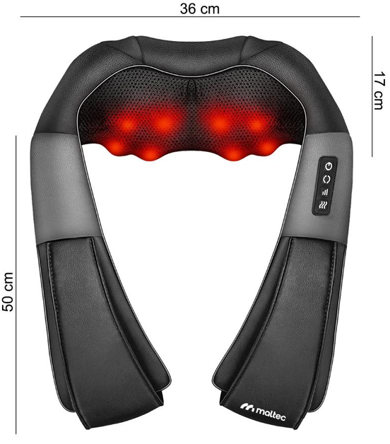 Массажер для шеи, плеч и спины Maltec PRO-Comfy30W-02 114080, электрический массажер для тела с функцией подогрева, массажная подушка для дома и авто - изображение 5
